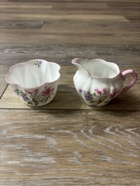 Shelley Stocks Sugar Bowl & Creamer #13428 Dainty England Vintage Cottagecore